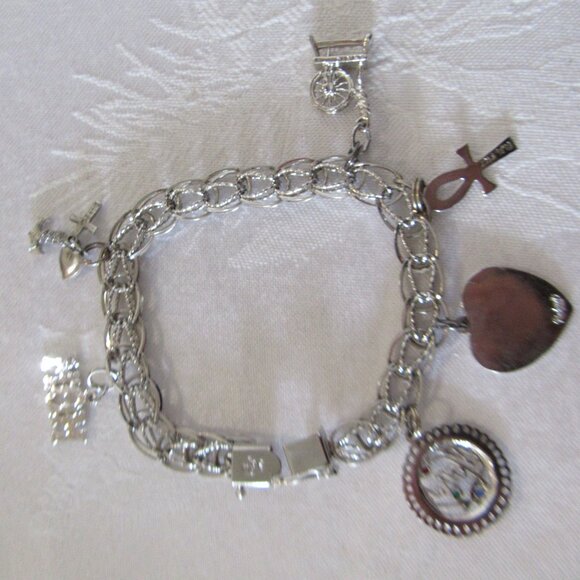 Vintage Sterling Silver Charm Bracelet DS  "Mother" - Picture 8 of 12